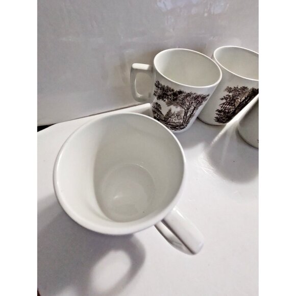 J.& G Meakin Romantic England Coffee Mugs Brown Ironstone set of 4 - Picture 7 of 12